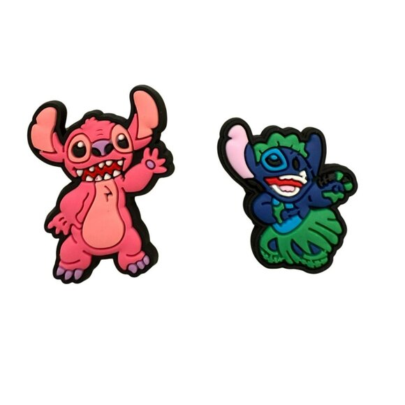 Lilo & Stitch Croc Shoe Charms - Pink Stitch & Hula Stitch Jibbitz - Picture 1 of 4